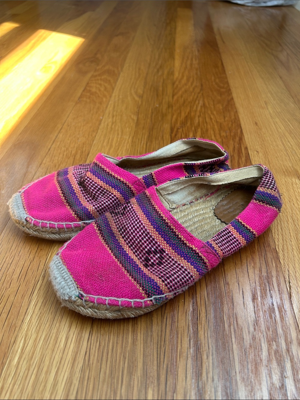 J. Crew Pink Striped Woven Espadrilles